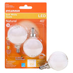 Sylvania 40797 Natural G16.5 E12 (Candelabra) LED Bulb Soft White 40 W 2 pk
