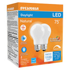 Sylvania - 40751 - Natural A19 E26 (Medium) LED Bulb Daylight 75 Watt Equivalence 2 Pack