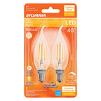 Sylvania - 40755 - Natural B10 E12 (Candelabra) LED Bulb Soft White 40 Watt Equivalence 2 Pack