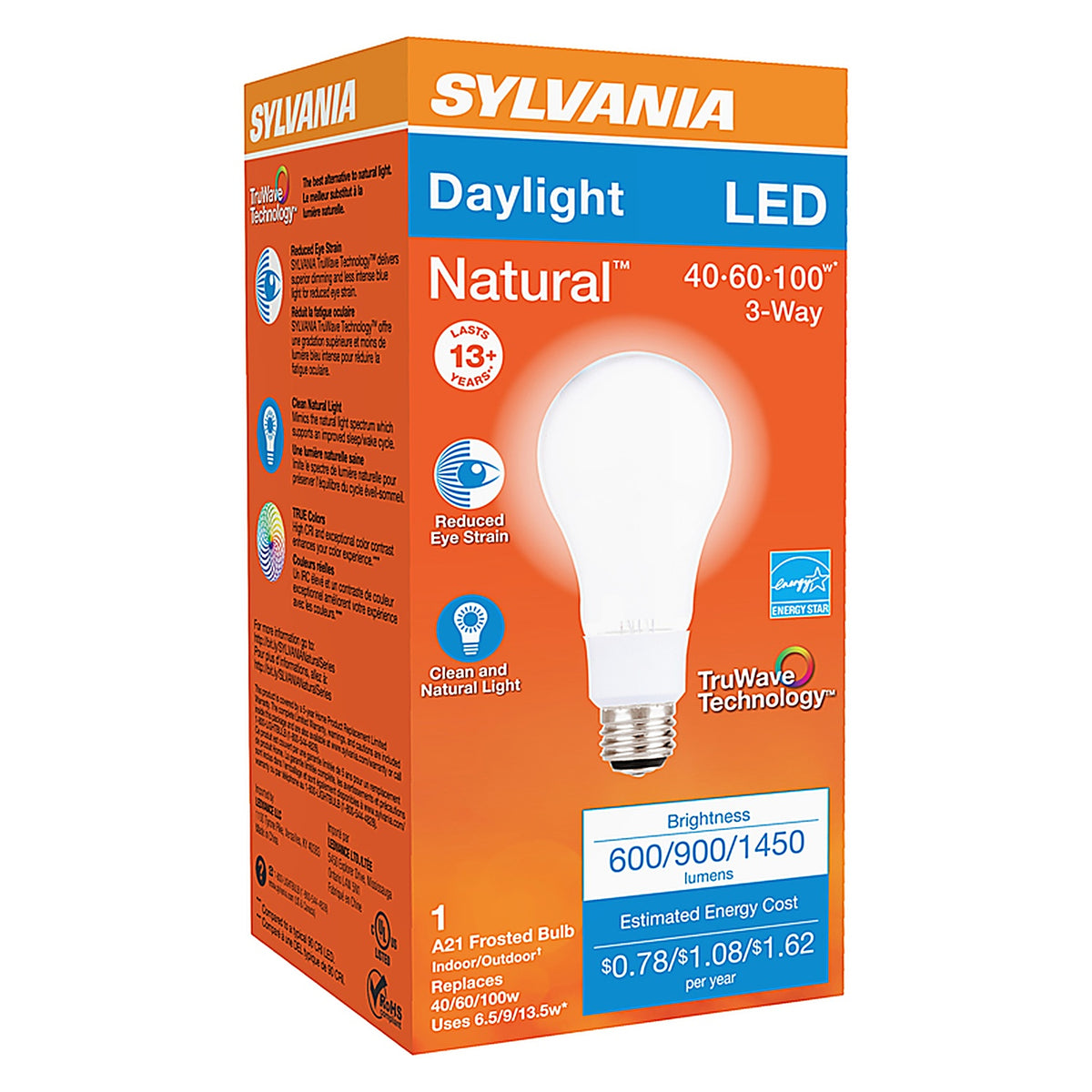 Sylvania 40778 Natural A21 E26 (Medium) LED Bulb Daylight 40/60/100 W 1 pk