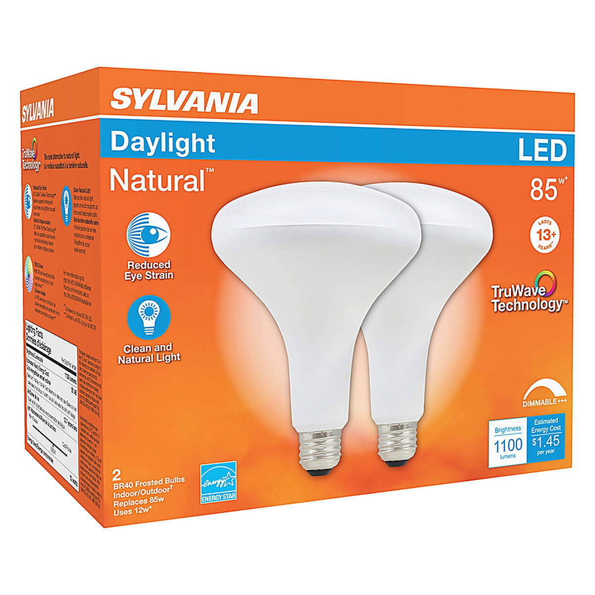 Sylvania 40787 Natural BR40 E26 (Medium) LED Floodlight Bulb Daylight 85 W 2 pk