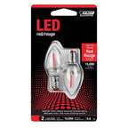 Feit Electric BPC7/R/LEDG2/2 C7 E12 (Candelabra) LED Bulb Red 0.25 W 2 pk