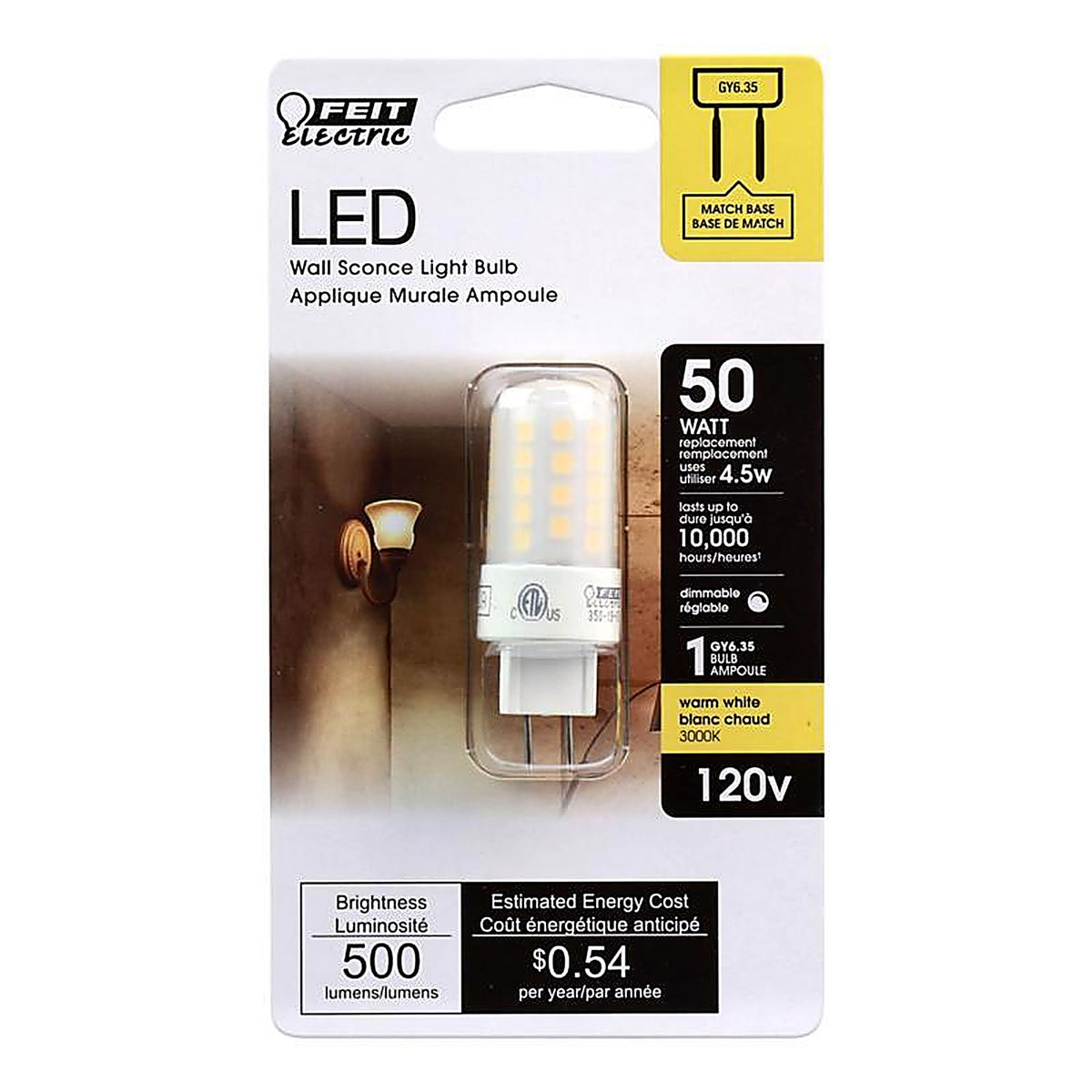Feit Electric BP50JCD/830/LED T4 GY6.35 LED Bulb Warm White 50 W 1 pk