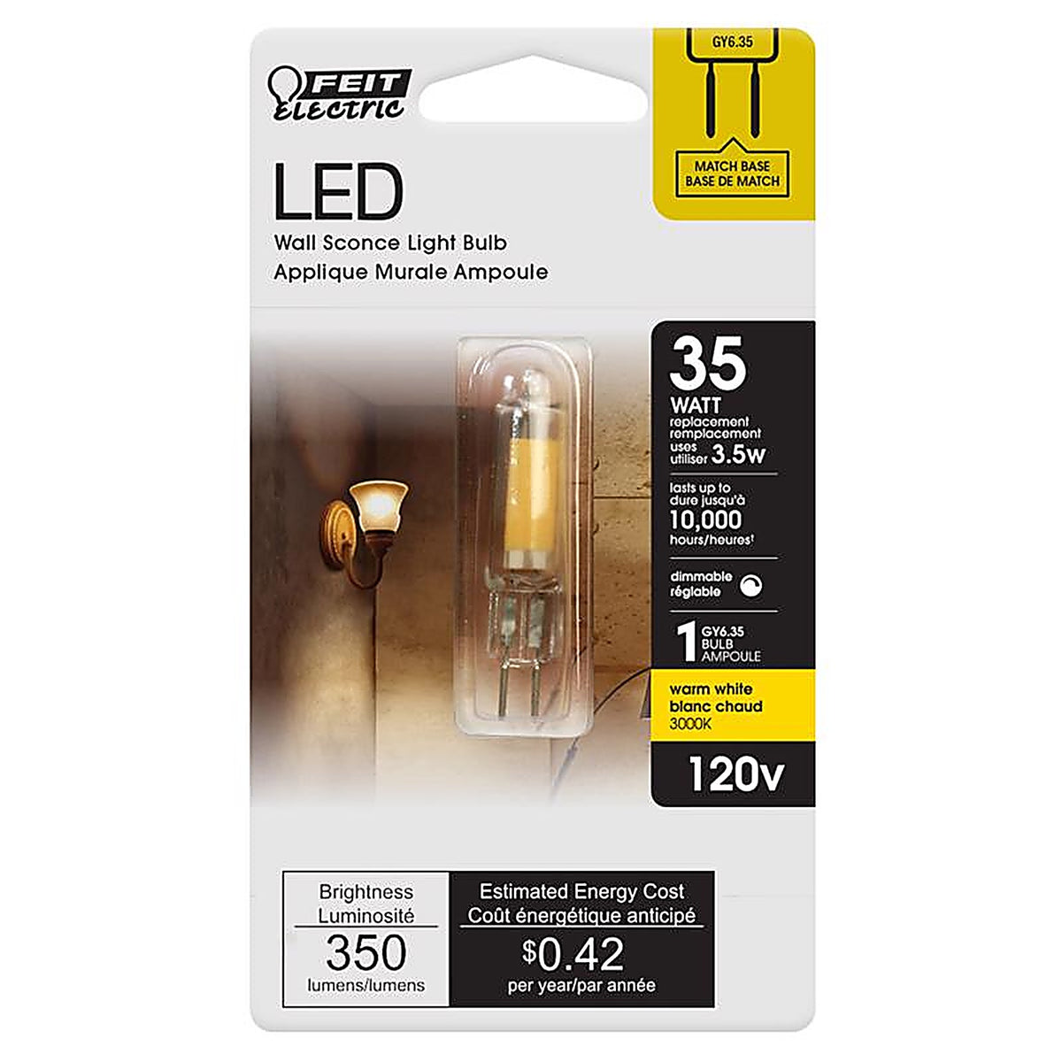Feit Electric BP35JCD/830/LED T4 GY6.35 LED Bulb Warm White 35 W 1 pk