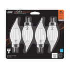 Feit Electric BPCFC40927CAWF4 BA10 E12 (Candelabra) Filament LED Bulb Soft White 40 Watt Equivalence 4 pk