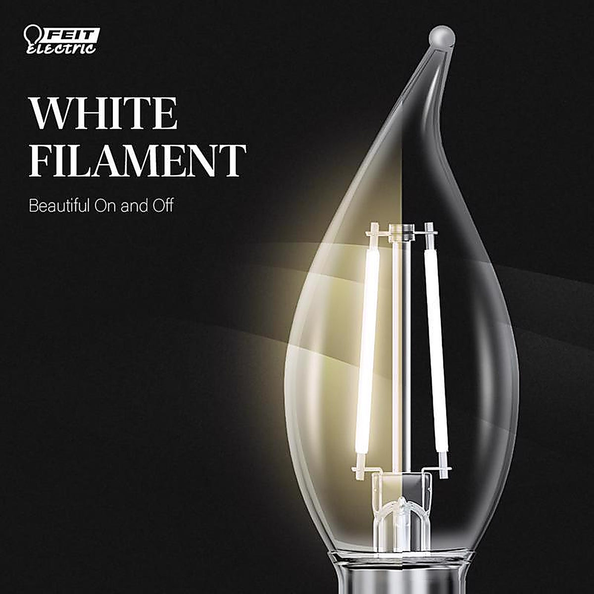 Feit Electric BPCTC60927CAWF2 BA10 E12 (Candelabra) Filament LED Bulb Soft White 60 Watt Equivalence 2 pk