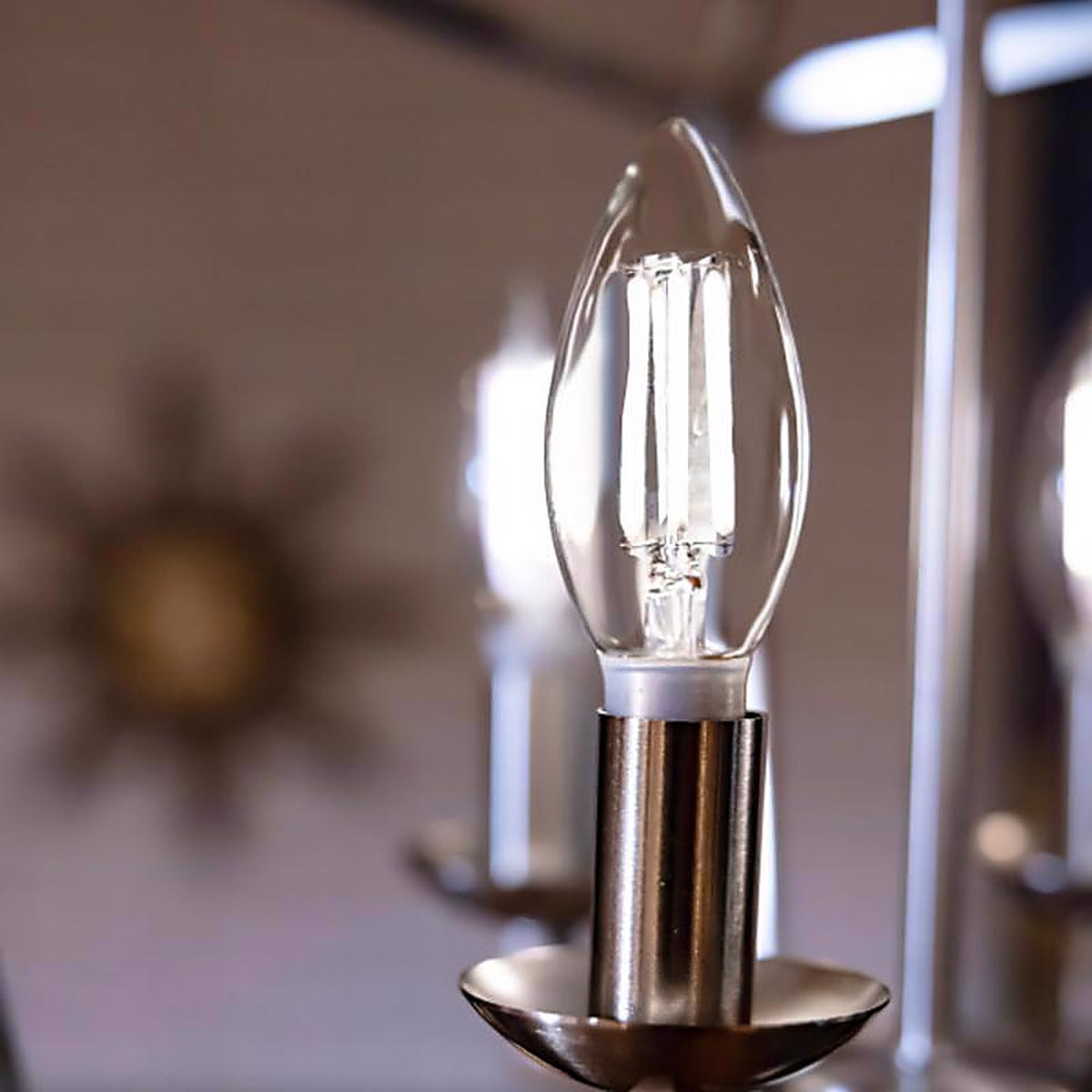 Feit Electric BPCTC6050WFIL/2 BA10 E12 (Candelabra) Filament LED Bulb Daylight 60 Watt Equivalence 2 pk