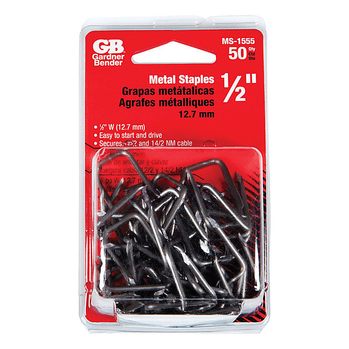 Gardner Bender MS-1555 1/2 in. W Metal Insulated Cable Staple 50/Pack