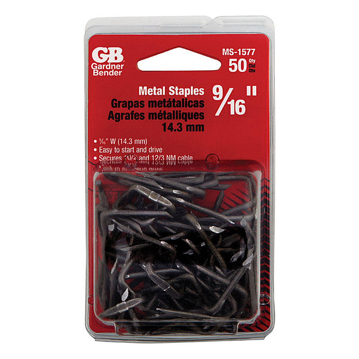Gardner Bender MS-1577 9/16 in. W Metal Insulated Cable Staple 50/Pack