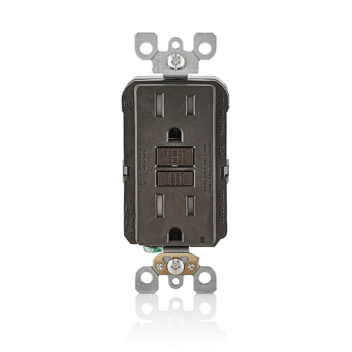 Leviton GFTR1-00K SmartlockPro 15 amps 125 volt Duplex Brown GFCI Outlet 5-15R 1/Pack