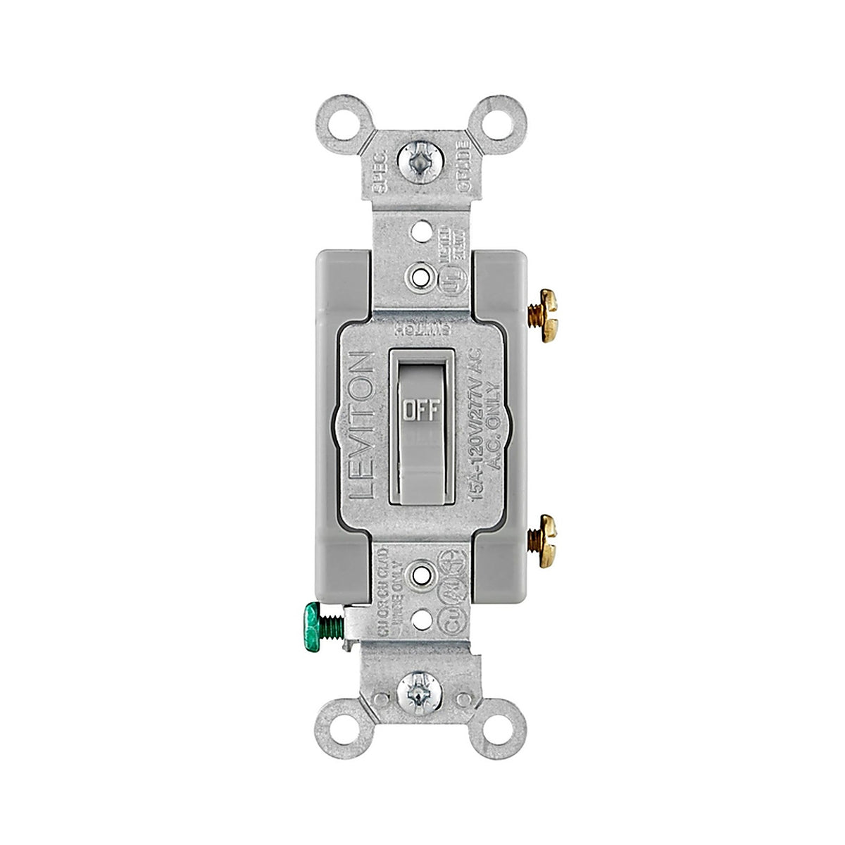 Leviton - 54501-2GY - 15 Amps Single Pole Toggle AC Quiet Switch Gray 1 Pack