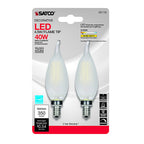 Satco - S21843 - Ca10 (Flame Tip) E12 (Candelabra) LED Bulb Warm White 40 Watt Equivalence 2 Pack
