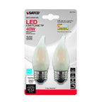 Satco - S21731 - Ca10 (Flame Tip) E26 (Medium) LED Bulb Warm White 40 Watt Equivalence 2 Pack