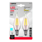 Satco - S21840 - Ca10 (Flame Tip) E12 (Candelabra) LED Bulb Warm White 40 Watt Equivalence 2 Pack