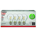 Satco - S12462 - A19 E26 (Medium) LED Bulb Warm White 60 Watt Equivalence 4 Pack