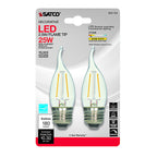 Satco - S21848 - Ca10 (Flame Tip) E26 (Medium) LED Bulb Warm White 25 Watt Equivalence 2 Pack