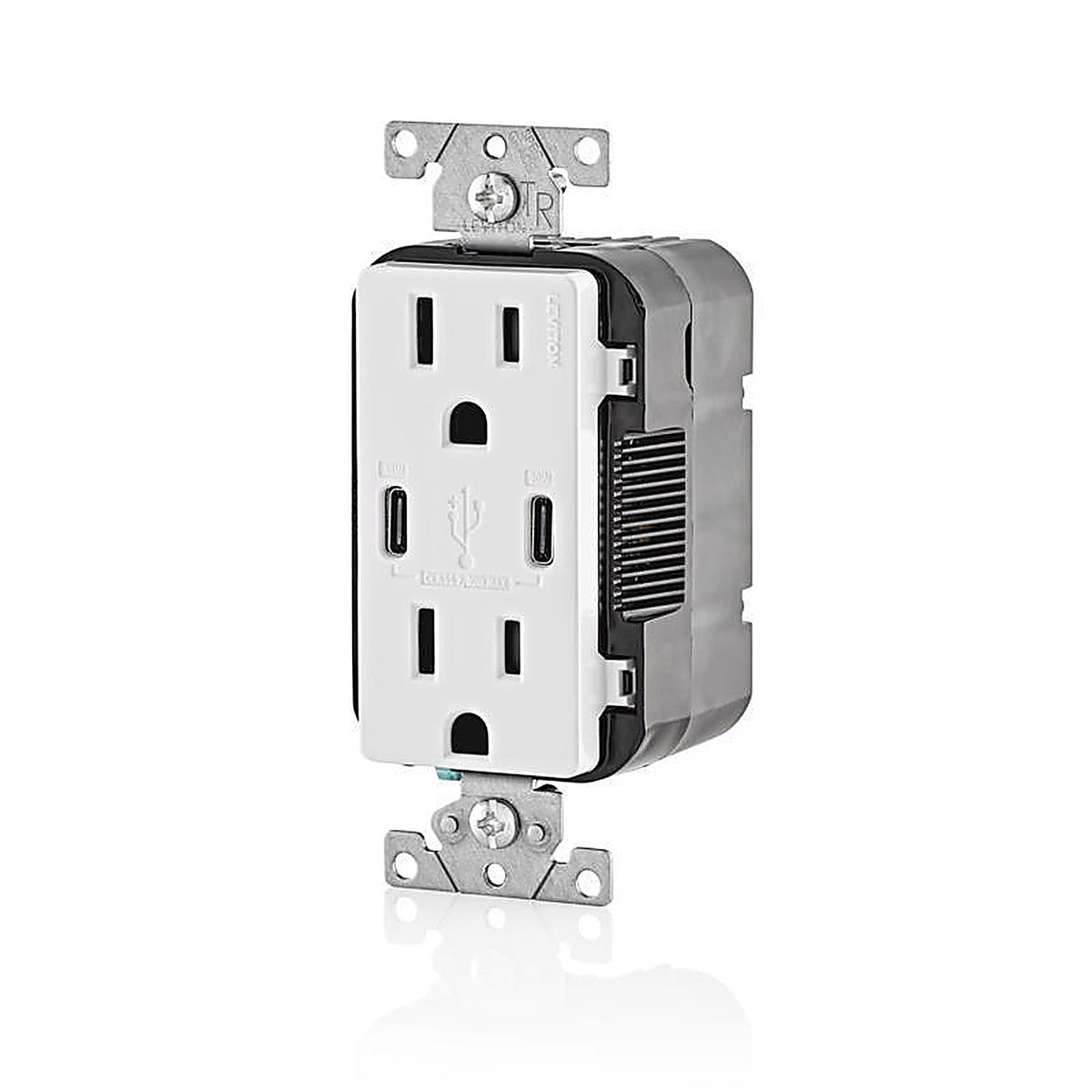 Leviton R02-T5635-0BW 15 amps 125 volt Duplex and Type C White Outlet and USB Charger 5-15 R 1/Pack