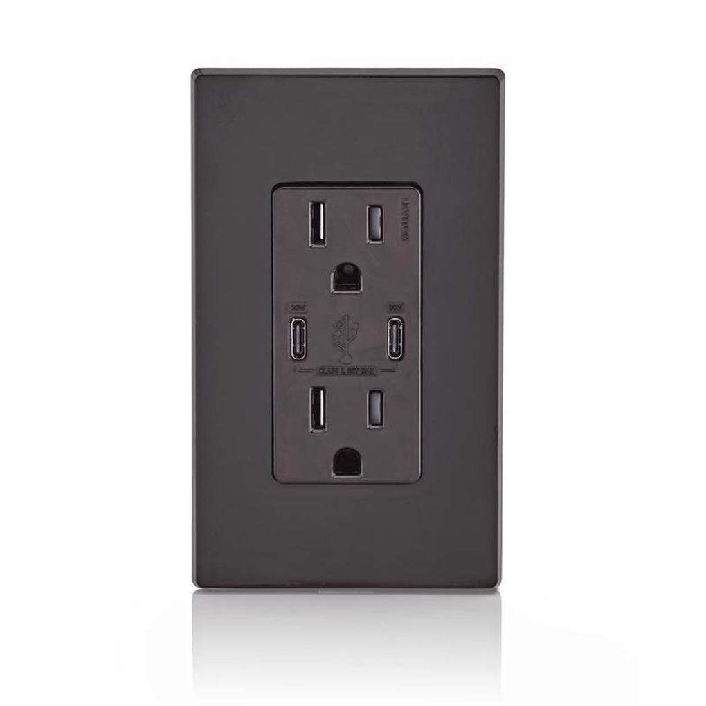 Leviton R02-T5635-0BW 15 amps 125 volt Duplex and Type C White Outlet and USB Charger 5-15 R 1/Pack