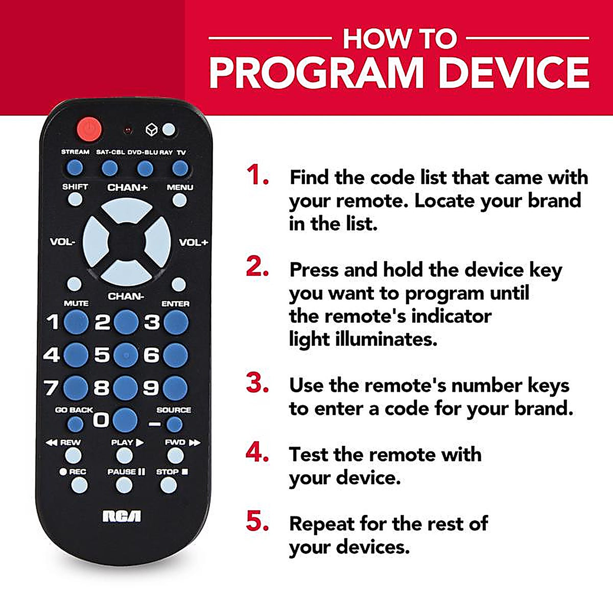 RCA RCR504BE Programmable Universal Remote Control