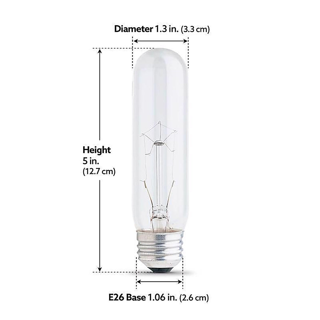 Feit - BP40T10/RP - 40 W T10 Specialty Incandescent Bulb E26 (Medium) White 1 Pack