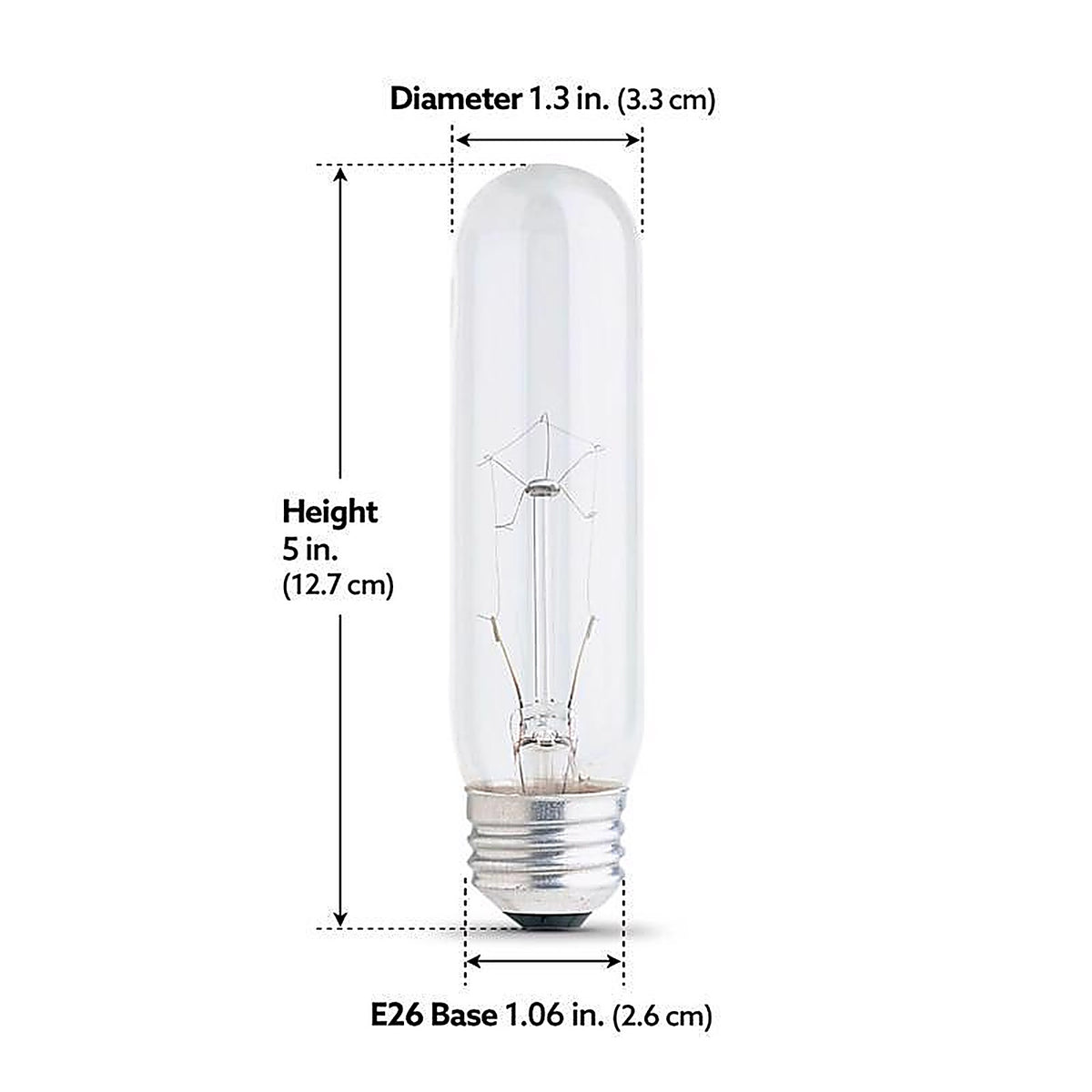 Feit - BP40T10/RP - 40 W T10 Specialty Incandescent Bulb E26 (Medium) White 1 Pack