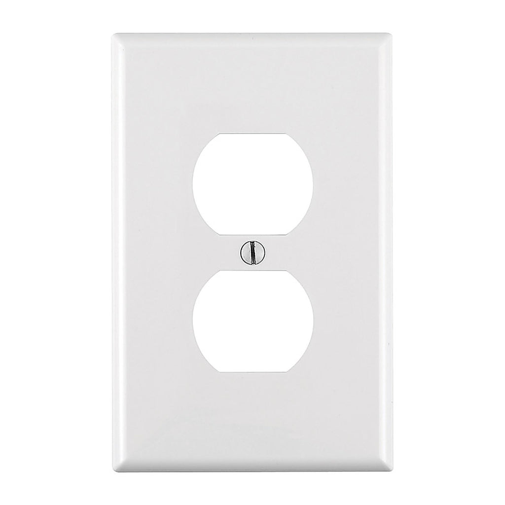 Leviton 00PJ8-00W White 1 gang Nylon Duplex Outlet Wall Plate 1/Pack