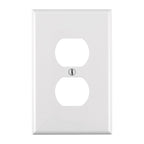 Leviton 00PJ8-00W White 1 gang Nylon Duplex Outlet Wall Plate 1/Pack