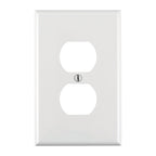 Leviton 00PJ8-00W White 1 gang Nylon Duplex Outlet Wall Plate 1/Pack