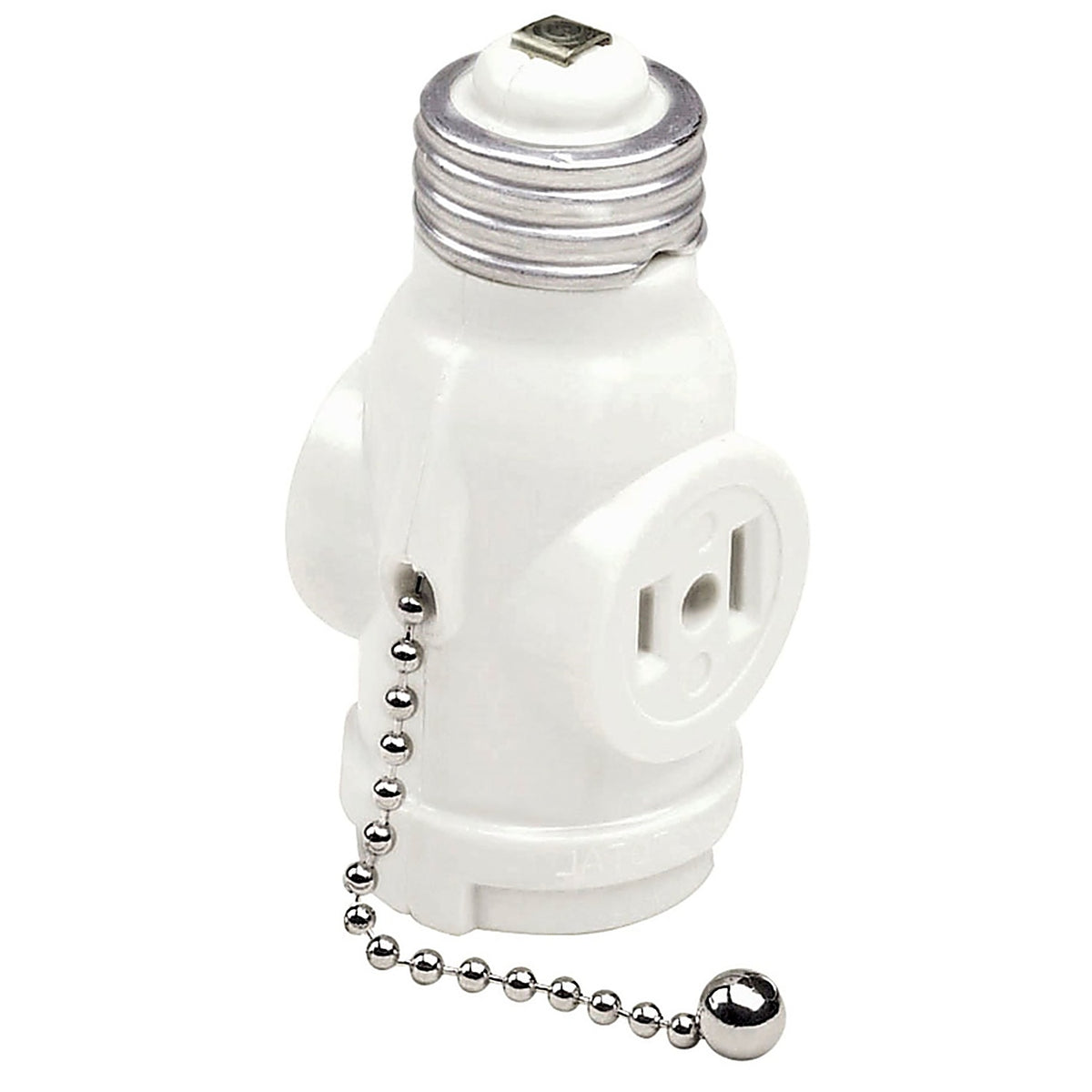 Leviton - R52-01406-00W - Plastic Medium Base Pull Chain Socket w/Outlet 1 Pack