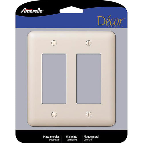 Amerelle - 935RRAL - Devon Light Almond 2 Gang Stamped Steel Decorator Wall Plate 1 Pack
