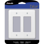 Amerelle - 935RRW - Devon White 2 Gang Stamped Steel Decorator Wall Plate 1 Pack