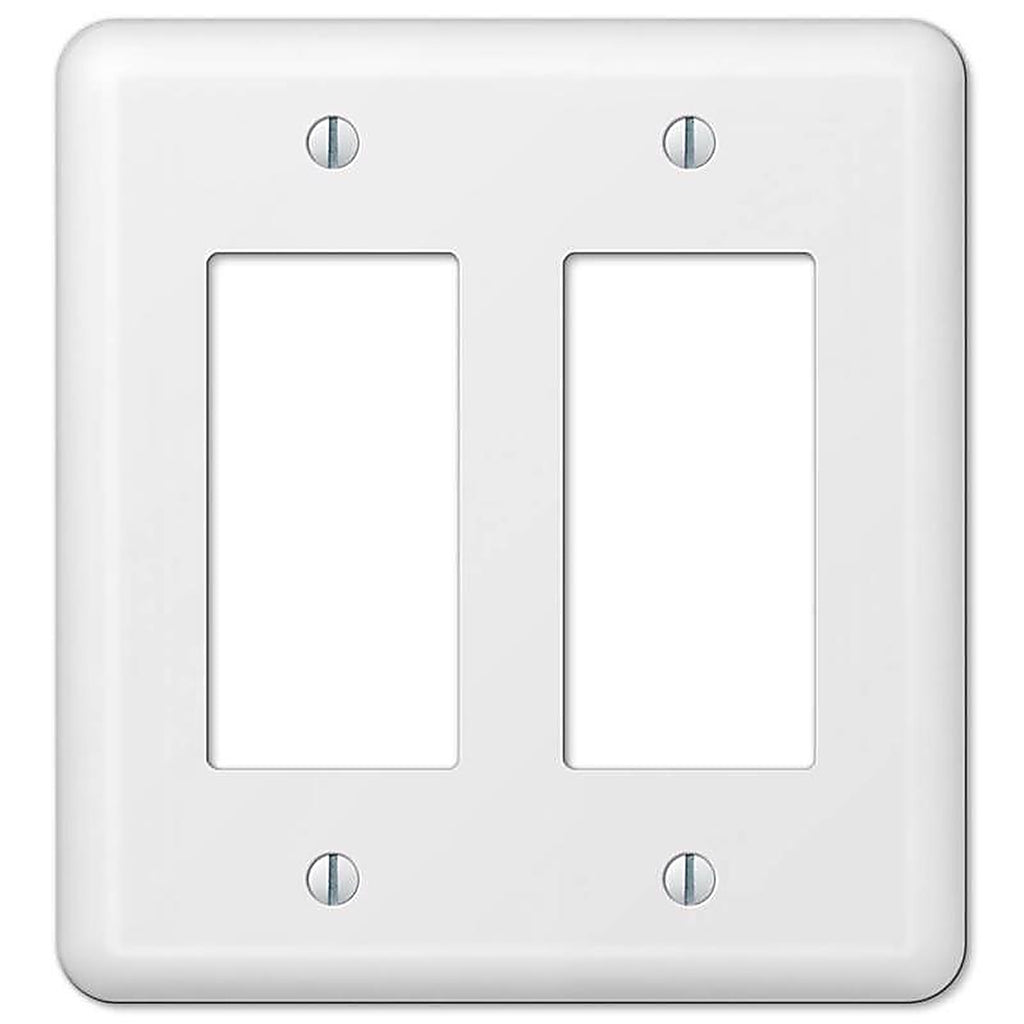 Amerelle - 935RRW - Devon White 2 Gang Stamped Steel Decorator Wall Plate 1 Pack