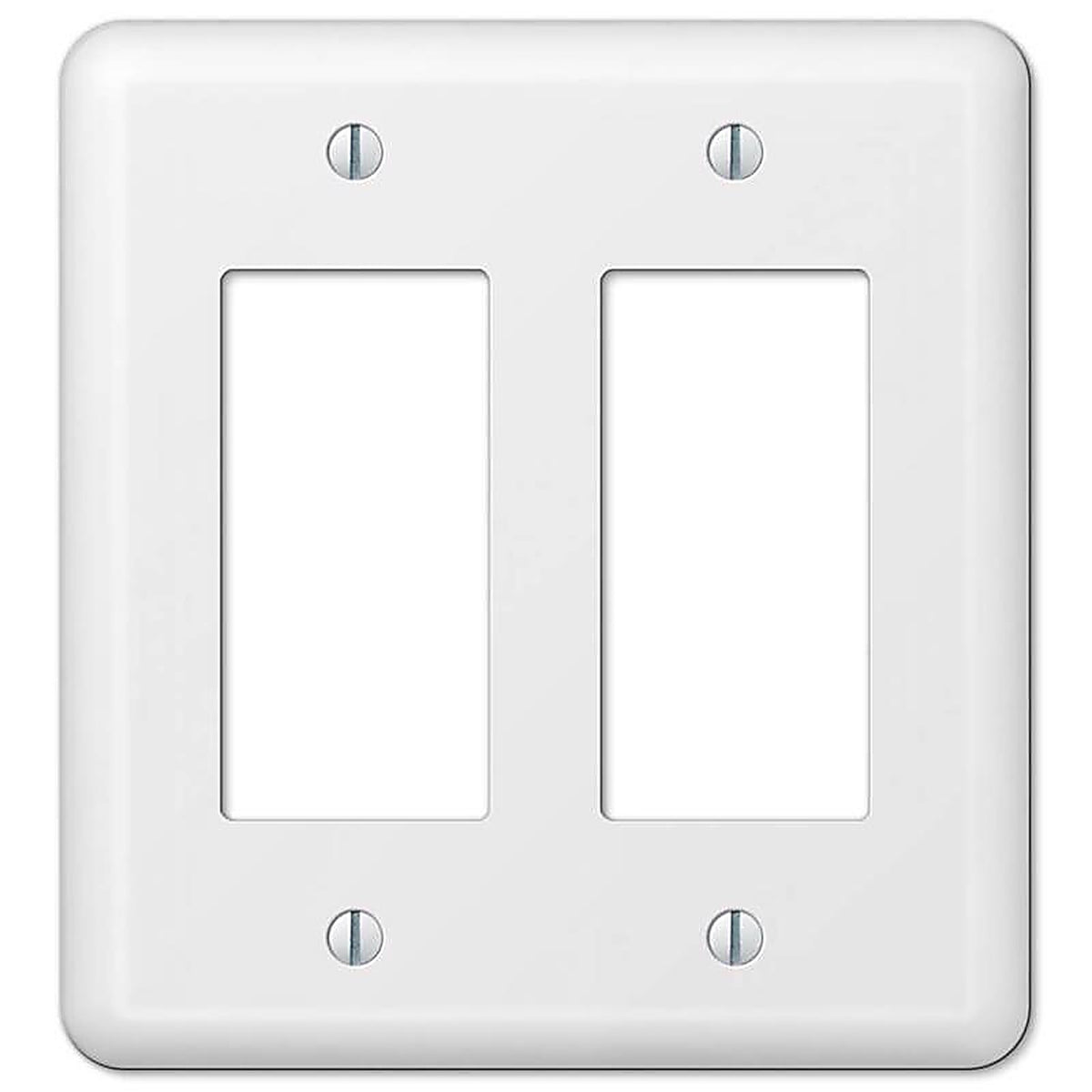 Amerelle - 935RRW - Devon White 2 Gang Stamped Steel Decorator Wall Plate 1 Pack