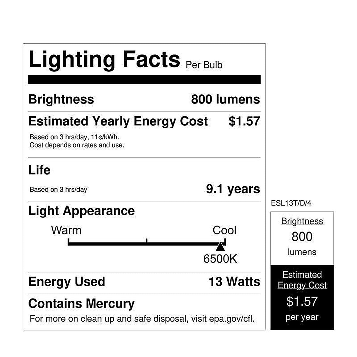 Feit - ESL13T/D/4 - 60 W A19 2 In. D X 3.7 In. L Cfl Bulb Daylight Spiral 6500 K 4 Pack
