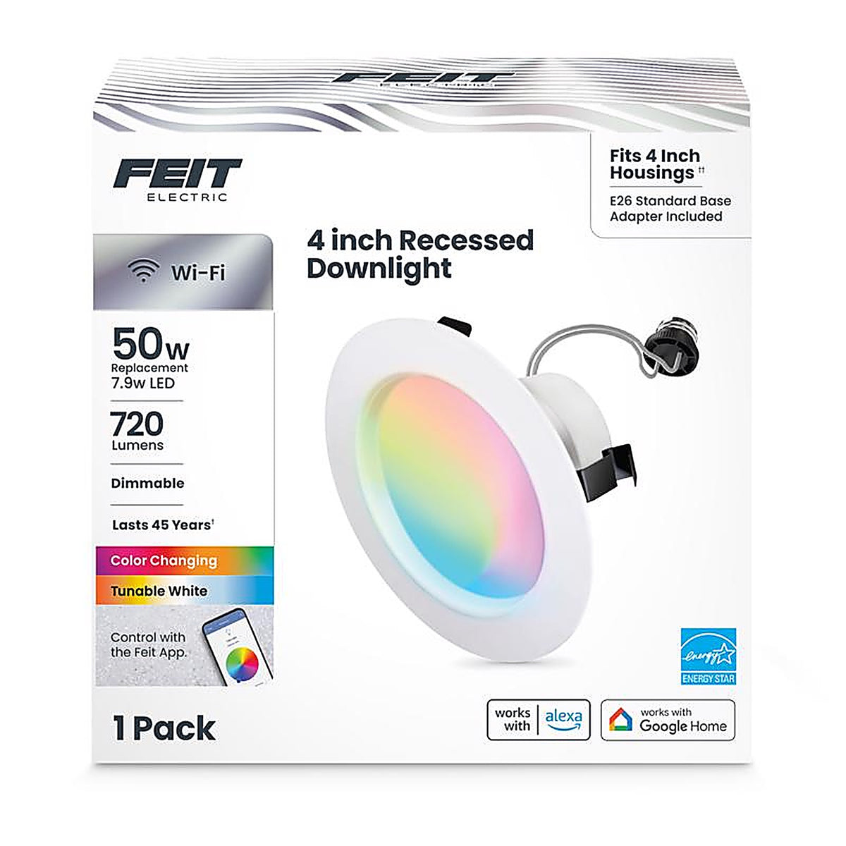 Feit Electric LEDR4/RGBW/AG Frost White 4 in. W Aluminum LED Dimmable Recessed Downlight 8 W