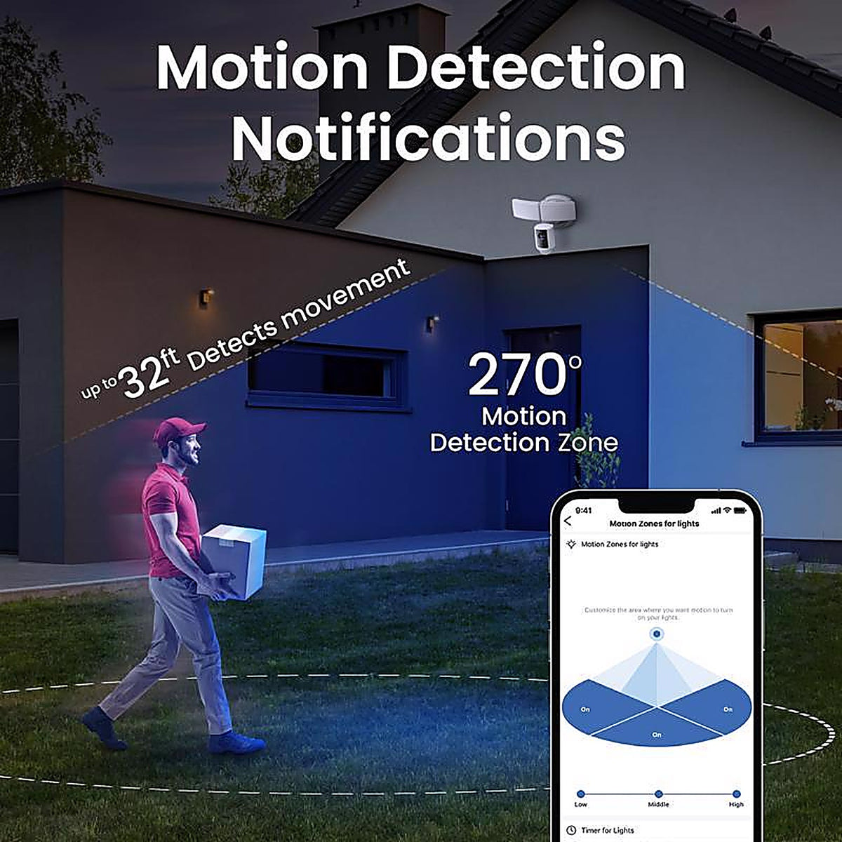 Feit Electric SEC3000CAMWIFI Motion-Sensing Hardwired White Security Light with Video Camera