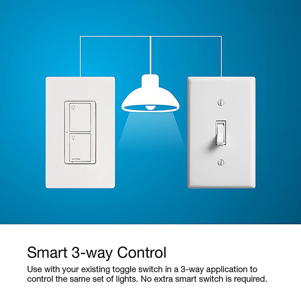 Lutron - P-BDG-PKG1WS - Caseta 5 Amps Single Pole 3-Way Smart-Enabled Dimmer Switch White 1 Pack