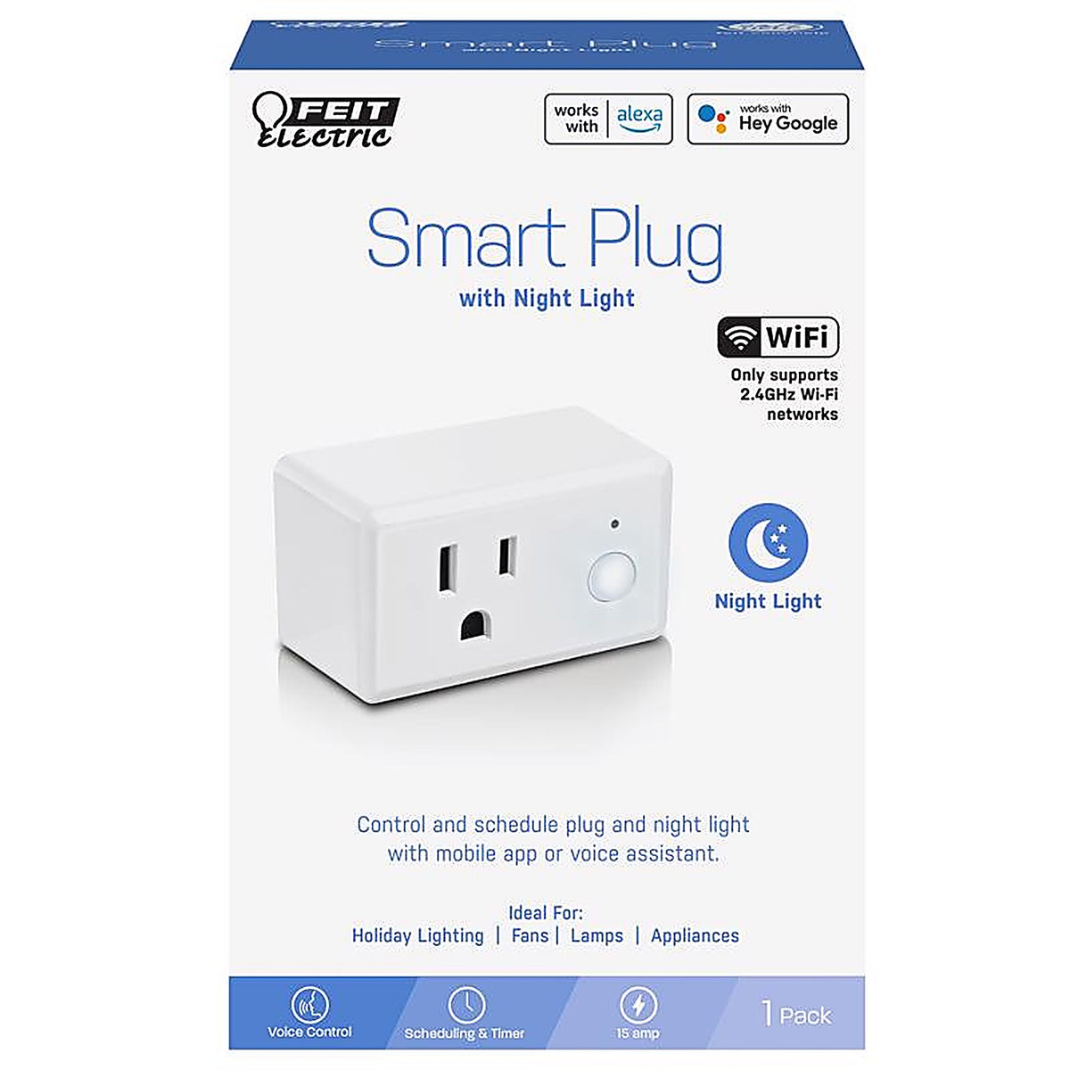 Feit Electric PLUG/NL/WIFI Residential Plastic Smart Plug with Night Light 1-15R Boxed