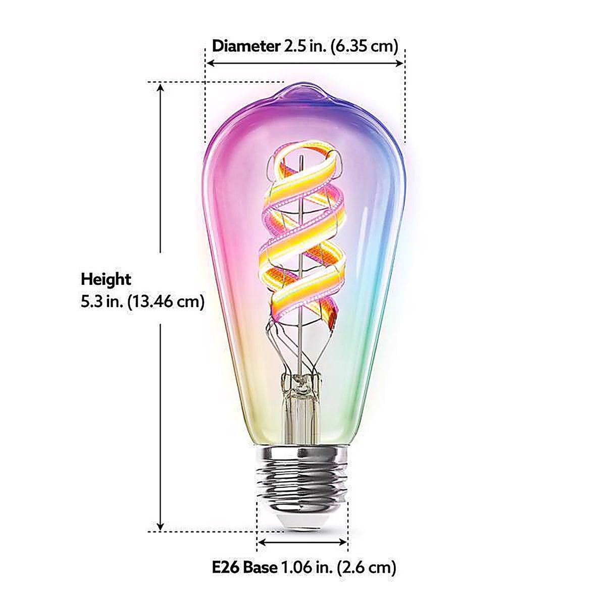 Feit Electric ST2160RGBWIFIAG ST21 E26 (Medium) LED Smart Bulb Amber 60 Watt Equivalence 1 pk