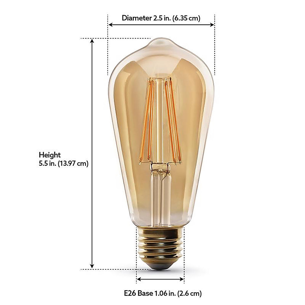 Feit Electric ST1960/FIL/AG ST19 E26 (Medium) LED Smart Bulb Amber 60 W 1 pk