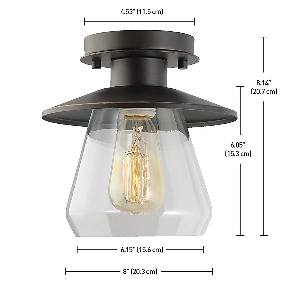 Globe Electric 64846 Nate 8.14 in. H X 8 in. W X 8 in. L Oil Rubbed Bronze Ceiling Light