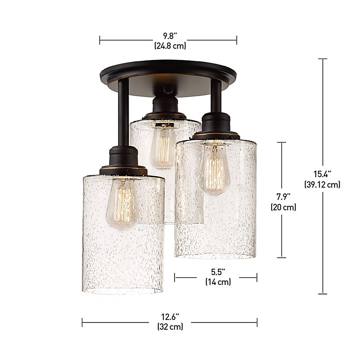 Globe Electric 65904 Annecy 15.4 in. H X 12.6 in. W X 12.6 in. L Oil Rubbed Bronze Ceiling Light