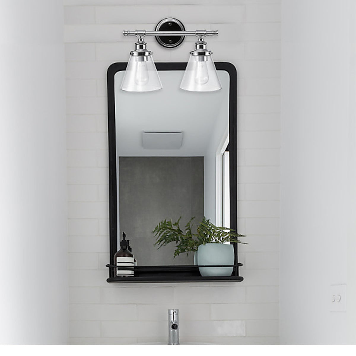 Globe Electric 51412 Parker Chrome 2 lights Incandescent Vanity Light Wall Mount