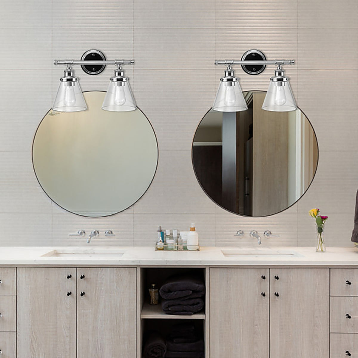 Globe Electric 51412 Parker Chrome 2 lights Incandescent Vanity Light Wall Mount
