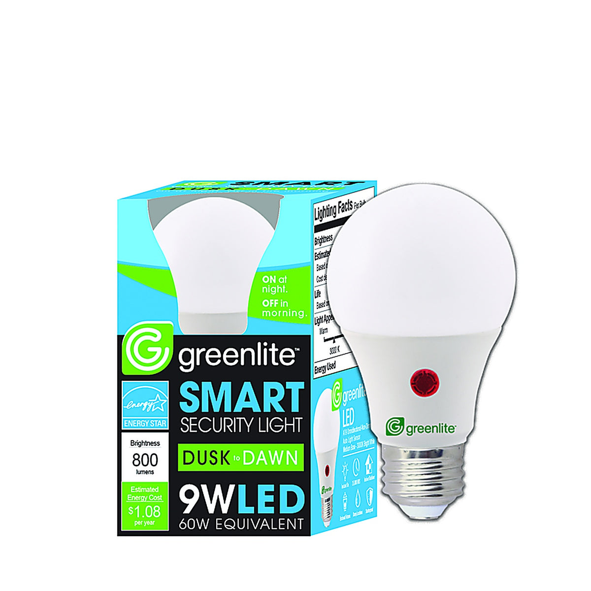 Greenlite - 9W/LED/OMNI/DD - A19 E26 (Medium) LED Dusk to Dawn Bulb Bright White 60 Watt Equivalence 1 Pack