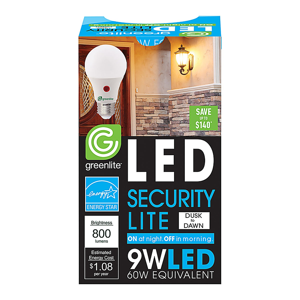 Greenlite - 9W/LED/OMNI/DD - A19 E26 (Medium) LED Dusk to Dawn Bulb Bright White 60 Watt Equivalence 1 Pack