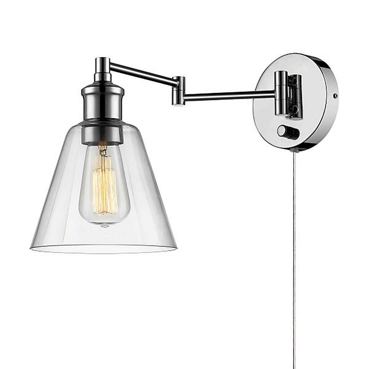 Globe Electric 51844 LeClaire 1-Light Chrome Clear Industrial Vintage style Wall Sconce