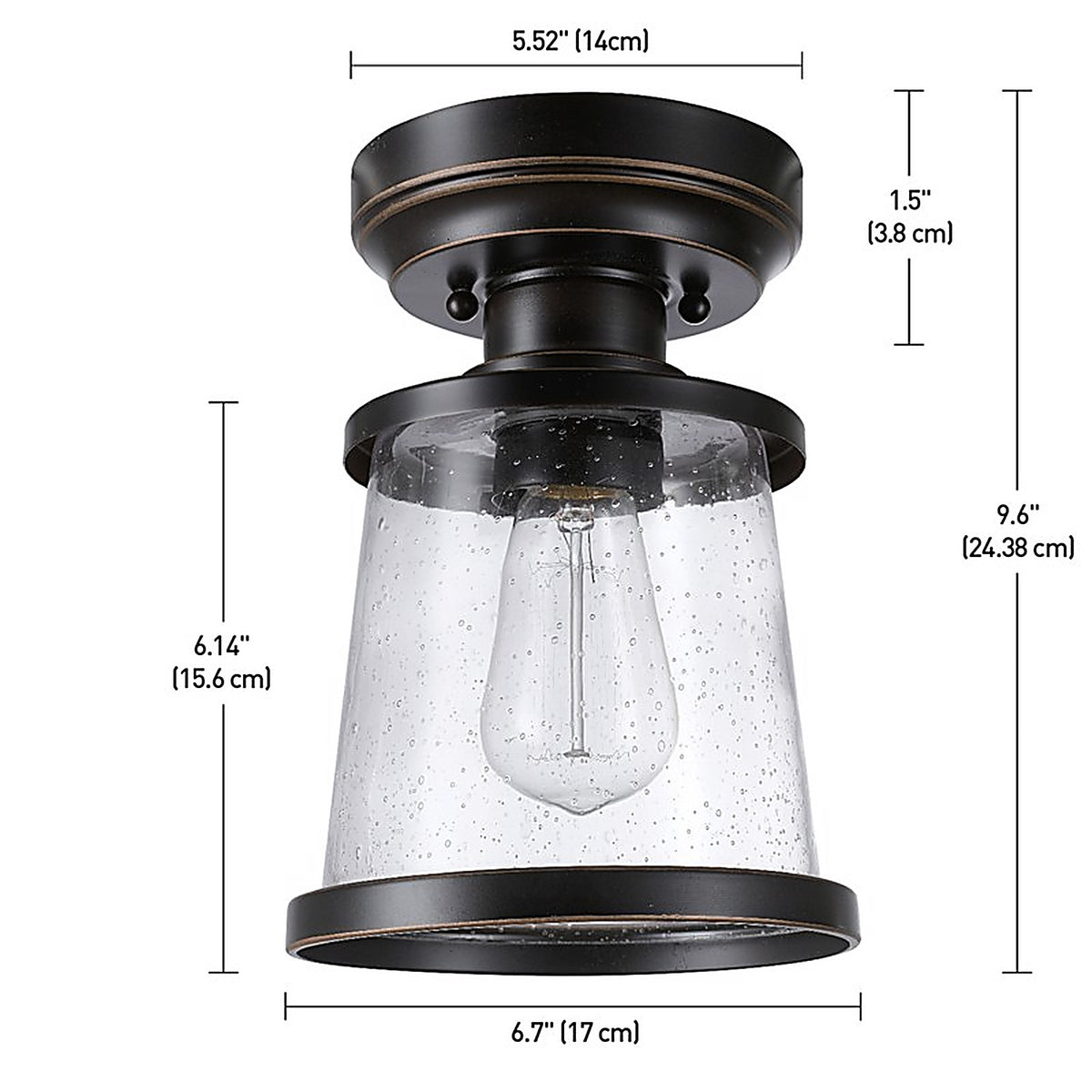 Globe Electric 44301 Charlie 9.6 in. H X 6.7 in. W X 6.7 in. L Oil Rubbed Bronze Ceiling Light