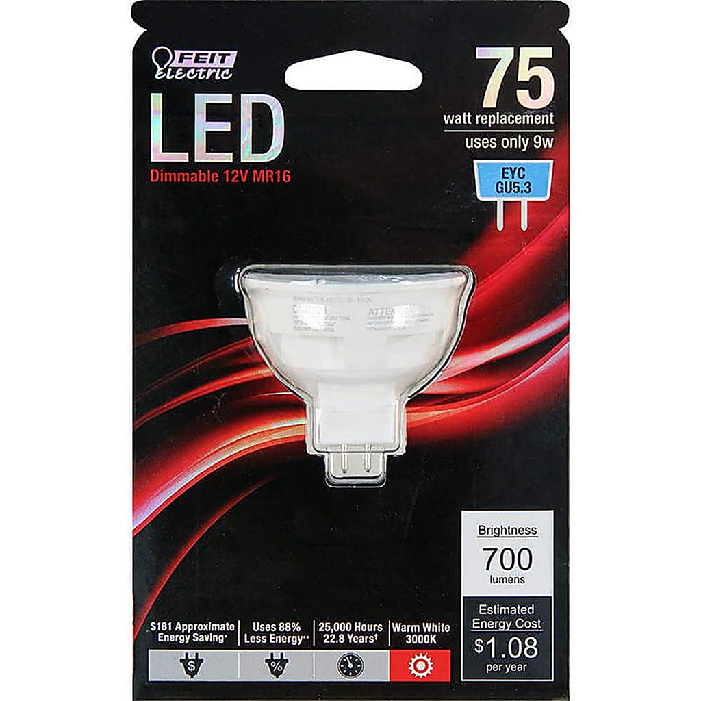 Feit - BPEYC/LED - Mr16 Gu5.3 LED Bulb Bright White 75 Watt Equivalence 1 Pack