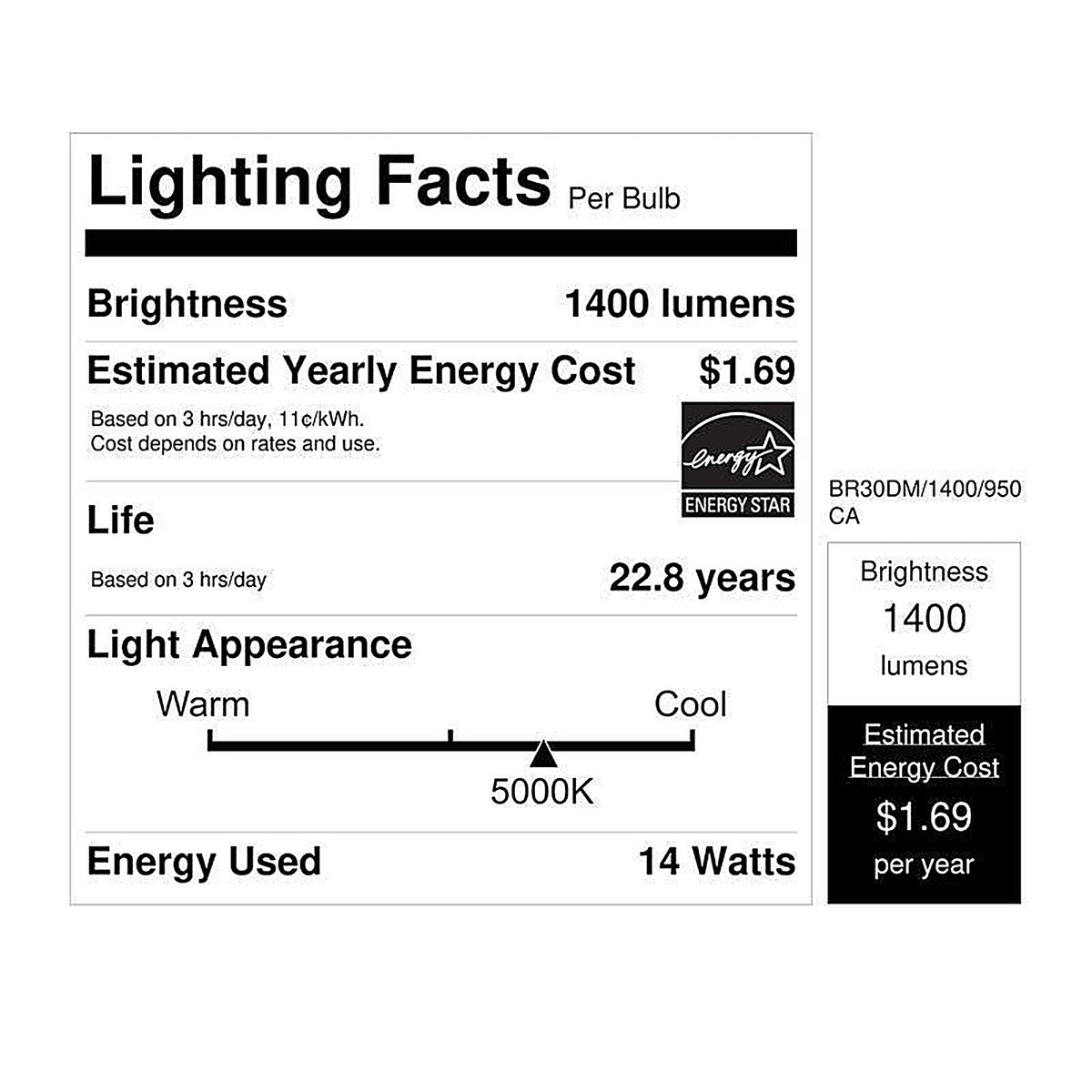 Feit Electric BR30DM1400950CA BR30 E26 (Medium) LED Bulb Daylight 100 Watt Equivalence 1 pk
